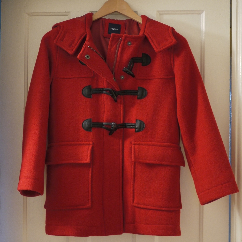Gap Girls Red Wool Blend Toggle Coat